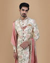 alt message - Manyavar Men Floral Designer Sherwani For Groom image number 0